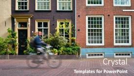  Presentation with cyclist - Slide deck enhanced with bicycle-rider-cyclist-man background and a gray colored foreground