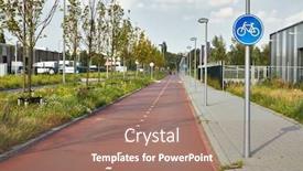  Presentation with bicycle - Slide deck featuring bicycle-road-in-a-town background and a coral colored foreground