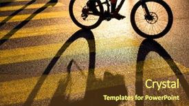  Presentation with cyclist - Beautiful presentation theme featuring bicycle safety - biker cyclist on a crossing backdrop and a tawny brown colored foreground