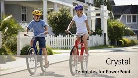  Presentation with sister - Slide deck consisting of bicycle safety - brother and sister riding bikes background and a soft green colored foreground