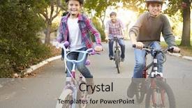  Presentation with cycle safety - Colorful presentation design enhanced with bicycle safety - family on cycle ride backdrop and a light gray colored foreground