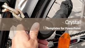  Presentation with bike - Beautiful slides featuring bicycle safety - hand holding locked bike chain backdrop and a violet colored foreground