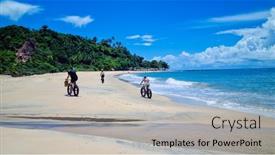  Presentation with bahia - Audience pleasing slide set consisting of bicycle-tourist-in-arraial-d backdrop and a light gray colored foreground