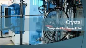  Presentation with bicycle - Presentation design enhanced with bicycle-wheels-assembly-line-spokes background and a teal colored foreground
