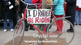  Presentation with saying - Cool new presentation theme with bicycle-with-a-temporary-written backdrop and a gray colored foreground