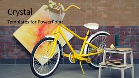  Presentation with brick wall - PPT layouts featuring bicycle with books on brick background and a coral colored foreground