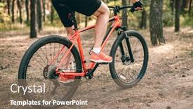  Presentation with pine forest - Slide deck featuring bicycle-with-man-riding-through background and a coral colored foreground