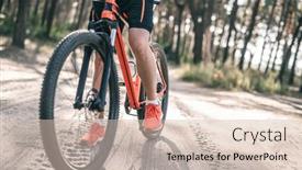  Presentation with pine forest - Colorful PPT theme enhanced with bicycle-with-man-riding-through backdrop and a soft green colored foreground