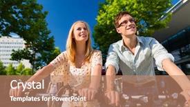  Presentation with green city - Cool new presentation design with bicycles in their free backdrop and a coral colored foreground