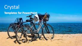  Presentation with bicycles - PPT layouts enhanced with bicycles-on-an-empty-beach background and a teal colored foreground