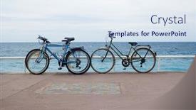  Presentation with bicycles - Cool new presentation design with bicycles-on-the-beach backdrop and a sky blue colored foreground
