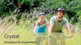  Presentation with exercise bike - Cool new theme with lifestyle fun concept mountain bike backdrop and a yellow colored foreground