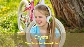  Presentation with computer music - Amazing slide deck having bicycling girl girl rides bicycle girl wearing headset watching at tablet pc in cycling listen music at pc computer cyclist looking at touch screen backdrop and a coral colored foreground