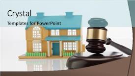  Presentation with bid - Audience pleasing slide deck consisting of bid - gavel wooden and house backdrop and a light blue colored foreground