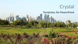  Presentation with qatar - Beautiful PPT layouts featuring bidda-park-doha-qatar-march backdrop and a sky blue colored foreground