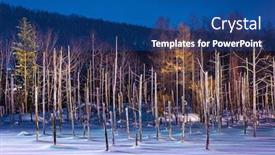  Presentation with blue night - Presentation design featuring biei japan at aoike blue pond in winter during a night illumination background and a ocean colored foreground