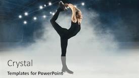  Presentation with figure skating - Slide deck with biellmann-spin-woman-figure-skating background and a light gray colored foreground