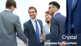  Presentation with young people in the club - Cool new PPT theme with bienvenue - confident young people handshake backdrop and a ocean colored foreground