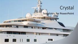  Presentation with luxury yacht - PPT layouts with big and large luxury mega background and a light blue colored foreground