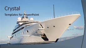  Presentation with luxury yacht - Colorful slide deck enhanced with big and large luxury mega backdrop and a light blue colored foreground