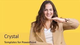  Presentation with young sing woman singing young - Theme enhanced with big and large size sign background and a  colored foreground