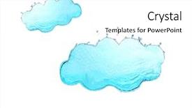  Presentation with fresh water splash green apple isolated white - Theme enhanced with big and small clouds made background and a white colored foreground