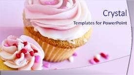  Presentation with sprinkles - Colorful PPT theme enhanced with big and small cupcakes backdrop and a sky blue colored foreground