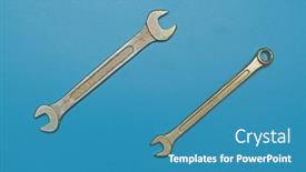  Presentation with blue - Beautiful theme featuring big-and-small-spanner backdrop and a teal colored foreground