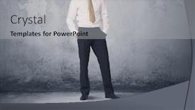  Presentation with bully - Presentation theme having big angry business bully looking at small coworker concept on background background and a light gray colored foreground