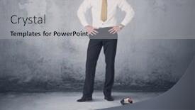  Presentation with bully - PPT layouts enhanced with big angry business bully looking at small coworker concept on background background and a light gray colored foreground