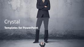  Presentation with bully - Amazing slide deck having big angry business bully looking at small coworker concept on background backdrop and a gray colored foreground