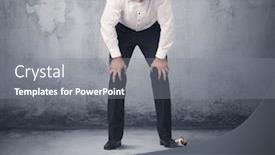  Presentation with bully - Audience pleasing slide set consisting of big angry business bully looking at small coworker concept on background backdrop and a gray colored foreground