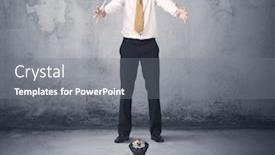  Presentation with bully - Colorful slide deck enhanced with big angry business bully looking at small coworker concept on background backdrop and a gray colored foreground