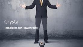  Presentation with bully - Amazing slide deck having big angry business bully looking at small coworker concept on background backdrop and a gray colored foreground