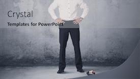  Presentation with bully - Colorful slide deck enhanced with big angry business bully looking at small coworker concept on background backdrop and a light gray colored foreground