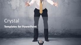  Presentation with bully - Cool new PPT layouts with big angry business bully looking at small coworker concept on background backdrop and a gray colored foreground