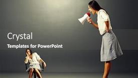  Presentation with angry - Beautiful slide set featuring big-angry-businesswoman-screaming backdrop and a gray colored foreground