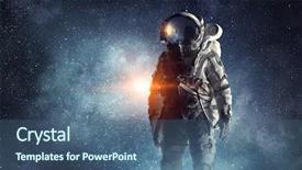  Presentation with outer space - Beautiful slide deck featuring big bang - astronaut in outer space mixed backdrop and a  colored foreground