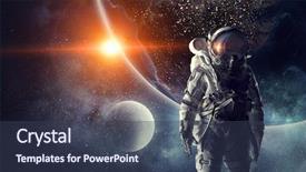  Presentation with outer space - Cool new theme with big bang - astronaut in outer space mixed backdrop and a ocean colored foreground