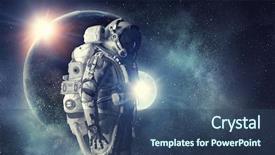  Presentation with outer space - Slide set featuring big bang - astronaut in outer space mixed background and a  colored foreground