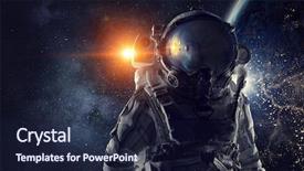  Presentation with outer space - Presentation theme enhanced with big bang - astronaut in outer space mixed background and a  colored foreground