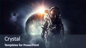  Presentation with outer space - Presentation theme with big bang - astronaut in outer space mixed background and a tawny brown colored foreground