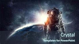  Presentation with outer space - Cool new presentation theme with big bang - astronaut in outer space mixed backdrop and a  colored foreground