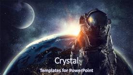  Presentation with outer space - Beautiful PPT theme featuring big bang - astronaut in outer space mixed backdrop and a  colored foreground