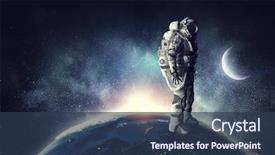  Presentation with outer space - Colorful presentation design enhanced with big bang - astronaut in outer space mixed backdrop and a ocean colored foreground