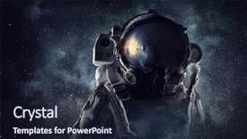  Presentation with outer space - Slide deck featuring big bang - astronaut in outer space mixed background and a wine colored foreground