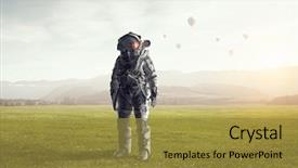  Presentation with outer space - Colorful slides enhanced with big bang - astronaut in outer space mixed backdrop and a gold colored foreground