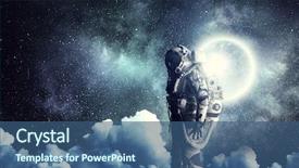  Presentation with outer space - Beautiful slide deck featuring big bang - astronaut in outer space mixed backdrop and a  colored foreground