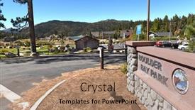  Presentation with boulder - Colorful presentation design enhanced with big-bear-lake-california-september backdrop and a coral colored foreground