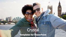  Presentation with tourism selfie - Presentation enhanced with big ben - tourism travel people leisure background and a ocean colored foreground